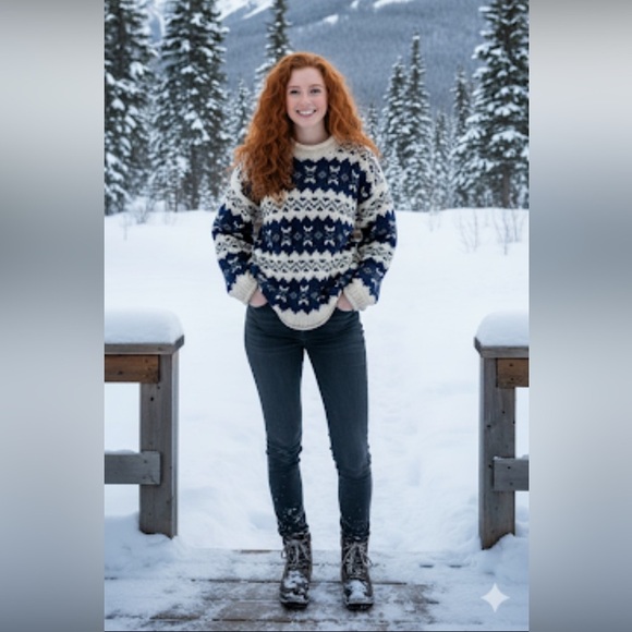 Vintage Handmade Global Rare sweater Mens/Womens Purple Mountain Co 100% wool XL - Picture 1 of 13